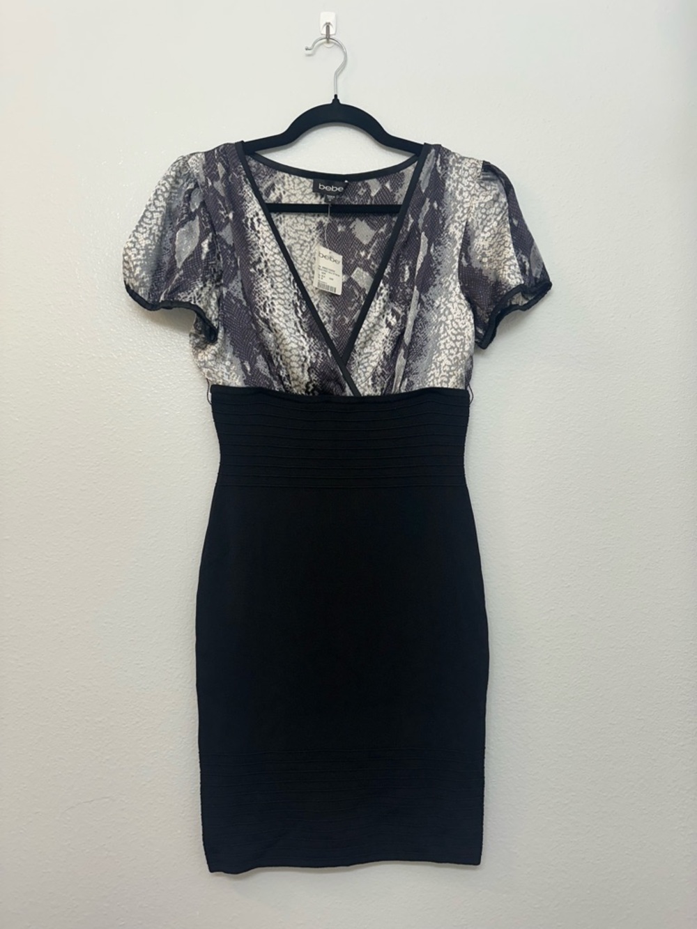 Bebe Y2K Silk Bodycon Dress Snake Print Size M